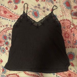 Black tank top with lace detail